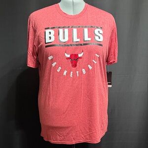 NBA Chicago Bulls Basketball Heather Red Basic Tee Red Black Graphic T-Shirt 2XL